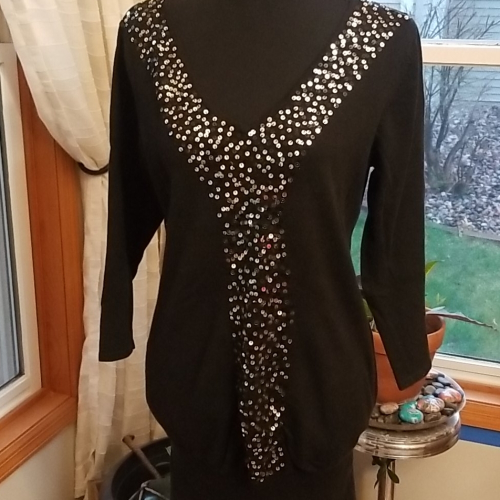 Black sequined sweater